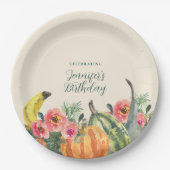 Assiettes En Carton Rustic Fall Pink Floral Pumpkins Birthday Party (Devant)