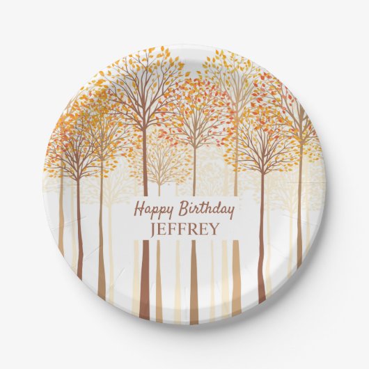 Assiettes En Carton Rustic Fall Trees Terracotta fête d'anniversaire (Devant)