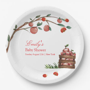 Assiettes En Carton Rustic Farm Ladybug Apple Baby shower fille