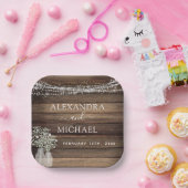 Assiettes En Carton Rustic Farmhouse Baby's Breath Jar Mariage (Fête)