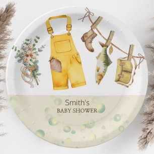 Assiettes En Carton Rustic Fishing Petit Baby shower Pêcheur