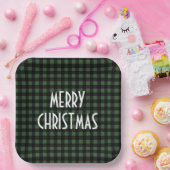 Assiettes En Carton Rustic Green & Black Buffalo Plaid Joyeux Noël (Fête)