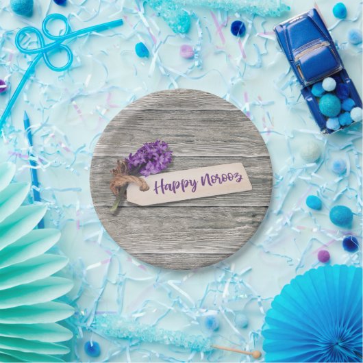 Assiettes En Carton Rustic Happy Norooz Hyacinth - Plaque papier (Fête)