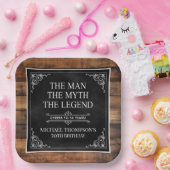 Assiettes En Carton Rustic Man Myth Légende 50e anniversaire Noir (Fête)