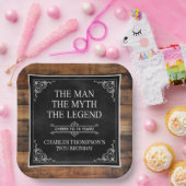 Assiettes En Carton Rustic Man Myth Légende 70e anniversaire Noir (Fête)