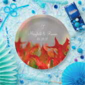 Assiettes En Carton Rustic Mariage Automne Feuilles Nom Monogram Fall (Fête)