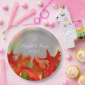 Assiettes En Carton Rustic Mariage Automne Feuilles Nom Monogram Fall (Fête)