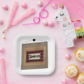 Assiettes En Carton Rustic Minimalist Simplify Word Art Sign (Fête)