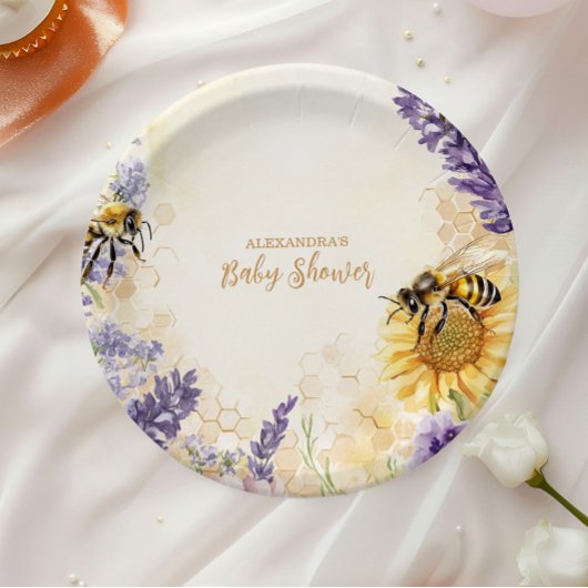 Assiettes En Carton Rustic Mommy To Bee Gender Neutral Baby Shower