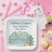 Assiettes En Carton Rustic Mountain Watercolor Adventure 50e anniversa (Fête)