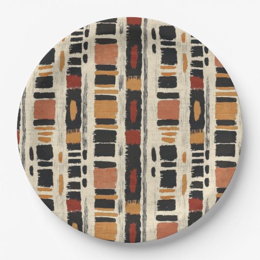 Assiettes En Carton Rustic Mudcloth Geometric Pattern (1) (Devant)