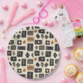 Assiettes En Carton Rustic Mudcloth Geometric Pattern (2) (Fête)