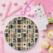 Assiettes En Carton Rustic Mudcloth Geometric Pattern (3) (Fête)