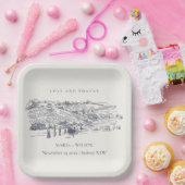 Assiettes En Carton Rustic Navy Blue Winery Mountain Mariage croquis (Fête)