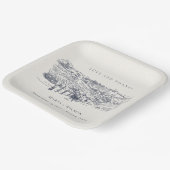 Assiettes En Carton Rustic Navy Blue Winery Mountain Mariage croquis (Angulaire)