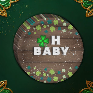 Assiettes En Carton Rustic Oh Baby St. Patrick's Day Baby shower