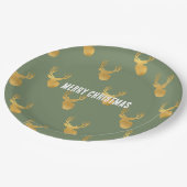 Assiettes En Carton Rustic Olive Green Gold Deer Christmas (Angle)