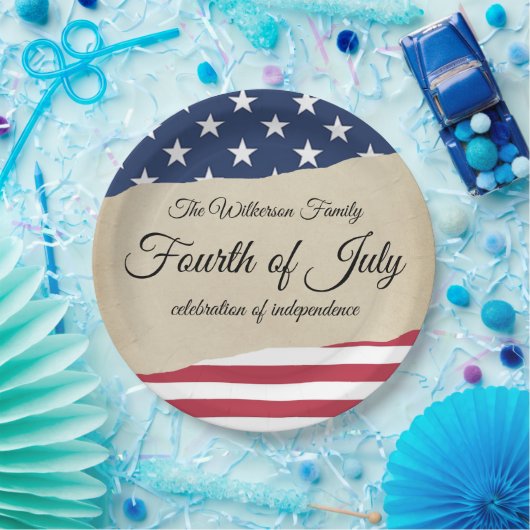 Assiettes En Carton Rustic Parchment et American Flag 4 juillet (Fête)