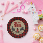 Assiettes En Carton Rustic Red Buffalo Check Camp Camping Anniversaire (Fête)