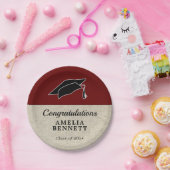 Assiettes En Carton Rustic Red Félicitations Casquette diplômé (Fête)