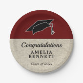 Assiettes En Carton Rustic Red Félicitations Casquette diplômé (Devant)