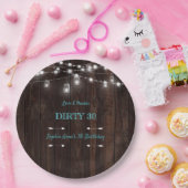 Assiettes En Carton Rustic String Lights Grange Dirty 30 Anniversaire (Fête)