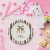 Assiettes En Carton Rustic Stripes Personalized Merry  Christmas (Fête)