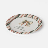 Assiettes En Carton Rustic Stripes Personalized Merry  Christmas (Angle)