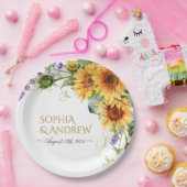 Assiettes En Carton Rustic Sunflowers & Lavender Wedding (Fête)