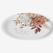 Assiettes En Carton Rustic Terracotta Florals Félicitations M. Mme Mar (Angle)