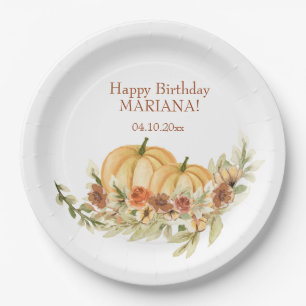 Assiettes En Carton Rustic Watercolor Automne Citrouille fête d'anniv