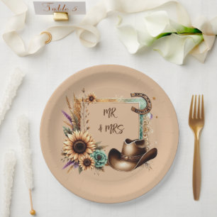 Assiettes En Carton Rustic Western M & Mme Party Plaques