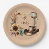 Assiettes En Carton Rustic Western M & Mme Party Plaques (Devant)