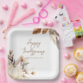 Assiettes En Carton Rustic White Pumpkin Thanksgiving (Fête)