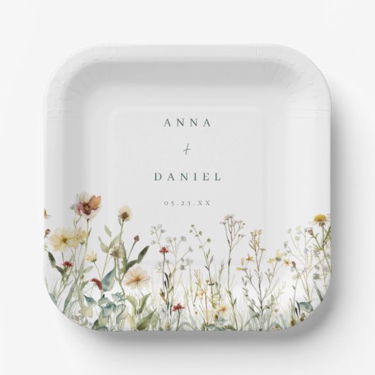 Assiettes En Carton Rustic Wildflower Meadow Wedding (Recto)