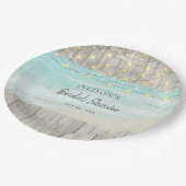 Assiettes En Carton Rustic Wood Beach String Fête des mariées (Angle)