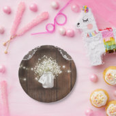 Assiettes En Carton Rustic Wood Mason Jar Baby's Breath Barn Mariage (Fête)