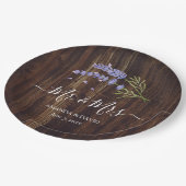 Assiettes En Carton Rustic Wood Purple Lavender M. et Mme Mariage (Angle)