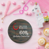 Assiettes En Carton Rustic Wood Red Wine 60e fête d'anniversaire (Fête)