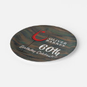 Assiettes En Carton Rustic Wood Red Wine 60e fête d'anniversaire (Angle)