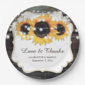 Assiettes En Carton Rustic Wood Sunflower Love et Merci Mariage (Devant)