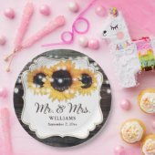 Assiettes En Carton Rustic Wood Sunflower M. et Mme Mariage (Fête)