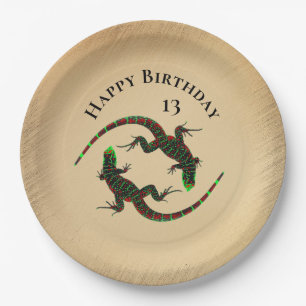Assiettes En Carton Rustic Yin Yang Lizards Anniversaire
