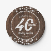 Assiettes En Carton Rustique 40e anniversaire String lumières fête d'a (Devant)