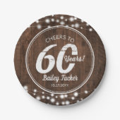 Assiettes En Carton Rustique 60e anniversaire String lumières fête d'a (Devant)