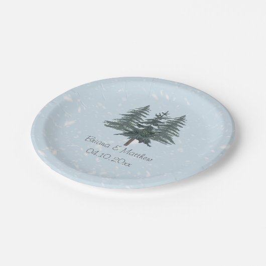 Assiettes En Carton Rustique À feuillage persistant Pine Mariage (Angle)