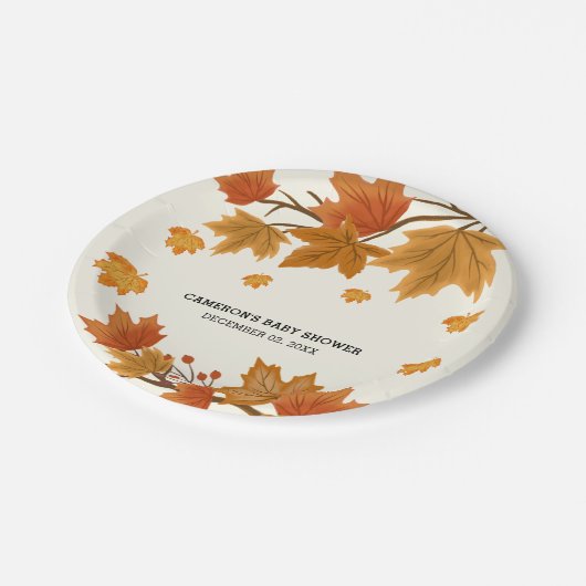 Assiettes En Carton Rustique aquarelle en chute Feuille fête d'automne (Angle)