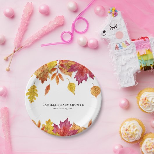 Assiettes En Carton Rustique aquarelle en chute Feuille fête d'automne (Fête)