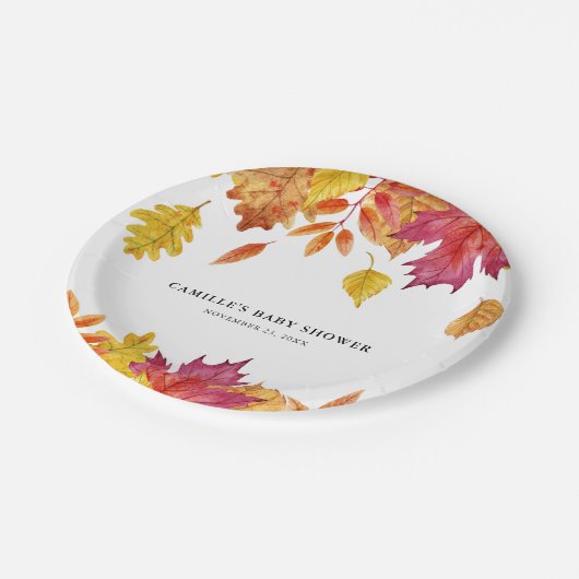 Assiettes En Carton Rustique aquarelle en chute Feuille fête d'automne (Angle)