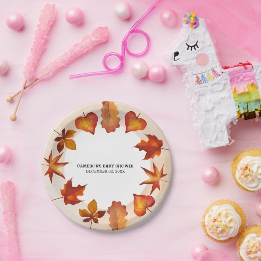 Assiettes En Carton Rustique aquarelle en chute Feuille fête d'automne (Fête)